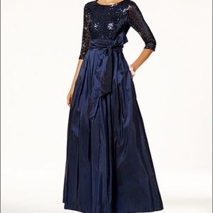 Jessica Howard Navy Sequined Taffeta Ballgown